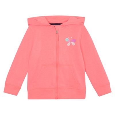 Girls' pink butterfly print hoodie